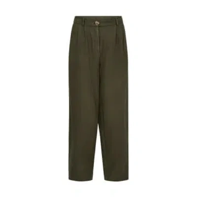 Mos Mosh Adlana Linen Trouser-dusty Olive-163690 In Green