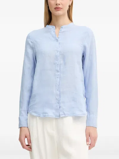 Mos Mosh Artina Mandarin-collar Long-sleeve Shirt In 블루