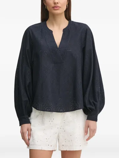 Mos Mosh Balloon-sleeve Blouse In Blue