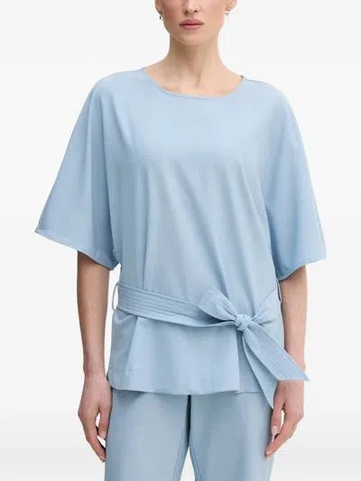 Mos Mosh Belt Short-sleeve Blouse In Blue