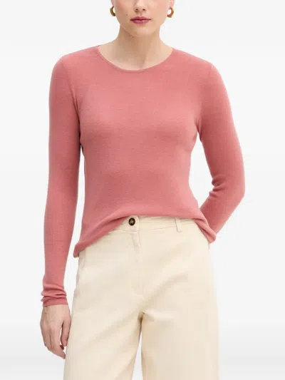 Mos Mosh Bouch Fine-knit Long-sleeve Top In Pink