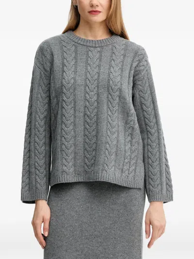 Mos Mosh Bryndis Cable-knit Sweater In Gray