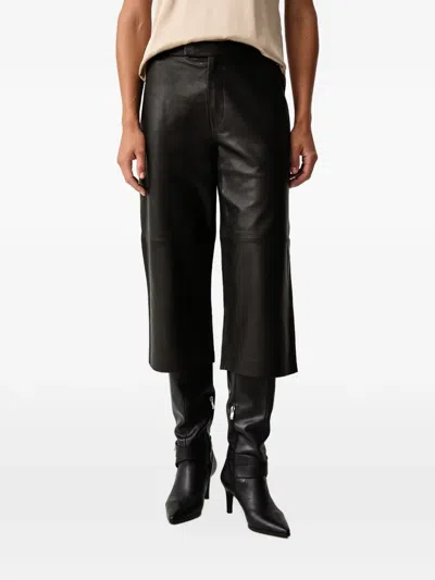 Mos Mosh Cropped Sheepskin Trousers In Black
