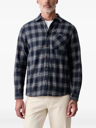 Mos Mosh David Check-pattern Pocket-detail Shirt In Blue