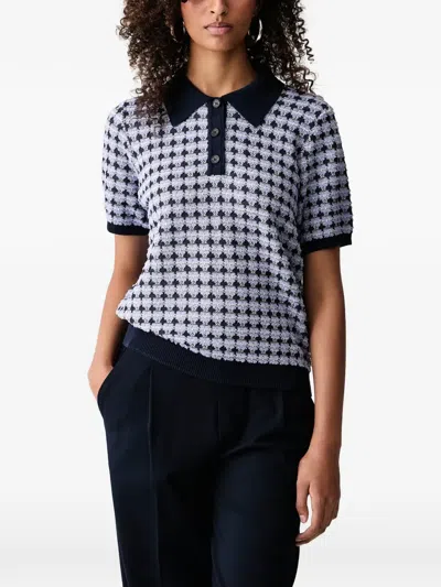 Mos Mosh Houndstooth-pattern Polo Shirt In Blue