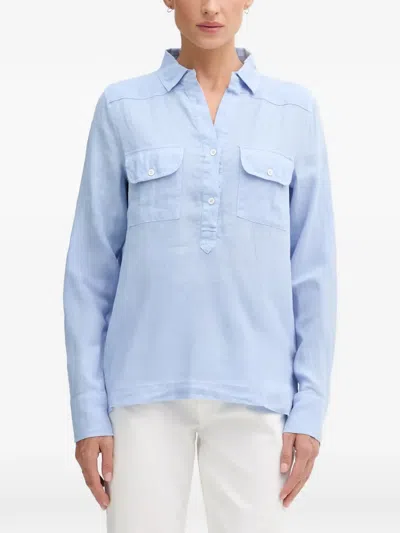 Mos Mosh Linen Chest-pocket Shirt In 블루