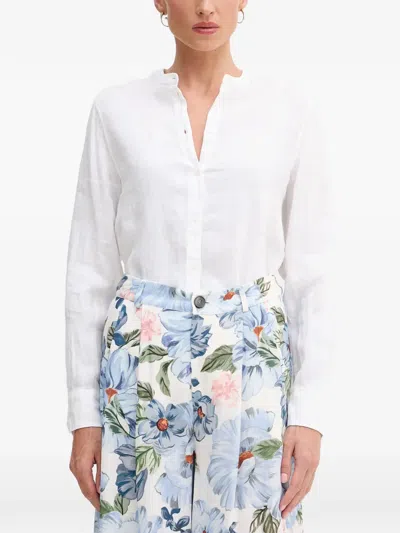 Mos Mosh Mandarin-collar Long-sleeve Shirt In White