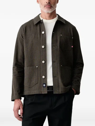 Mos Mosh Mapham Houndstooth-pattern Shirt Jacket In Brown