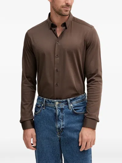 Mos Mosh Marco Buttoned Long-sleeve Shirt In Brown