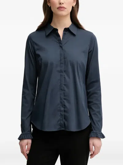 Mos Mosh Mattie Ruffled-cuff Shirt In Blue