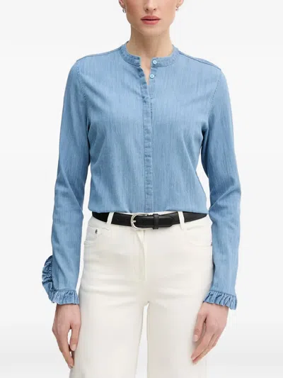 Mos Mosh Mattie Ruffled-cuff Shirt In Blue