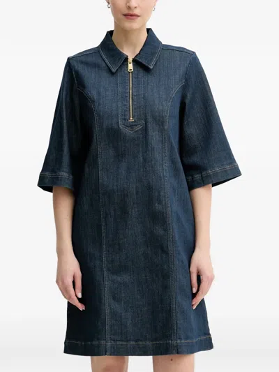 Mos Mosh Mmabigail Quarter-zip Denim Mini Dress In Blue