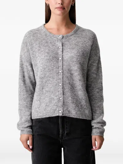 Mos Mosh Mmalmine Button-up Knitted Cardigan In Grey