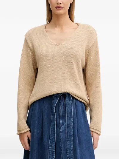 Mos Mosh Mmbine V-neck Knitted Sweater In 뉴트럴