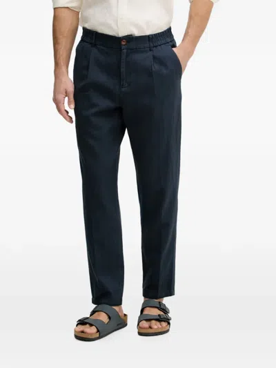 Mos Mosh Mmgbaldo Porro Pleated Elasticated-waistband Trousers In Blue