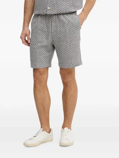Mos Mosh Mmgfloyd Basso Geometric-pattern Elasticated-waist Shorts In Blue