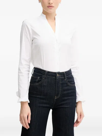 Mos Mosh Mmhassie Ruffled-cuff V-neck Shirt In White