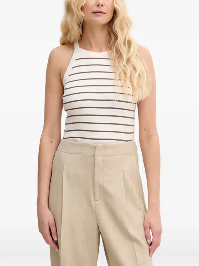 Mos Mosh Mmimanja Caliz Striped Ribbed Top In White