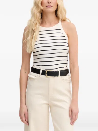 Mos Mosh Mmimanja Caliz Striped Ribbed-knit Top In White