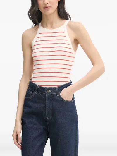 Mos Mosh Mmimanja Caliz Striped Ribbed-knit Top In White