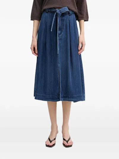 Mos Mosh Mmkoda Dinem Belted Pleated Midi Skirt In Blue