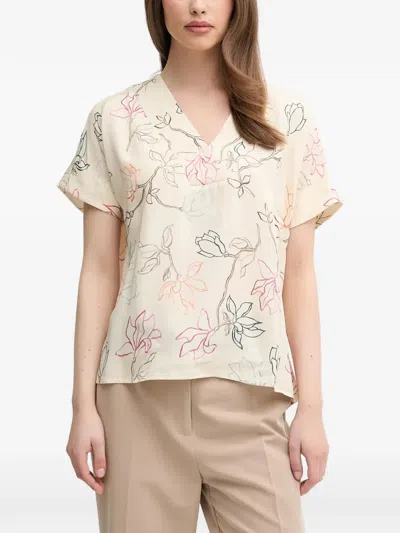 Mos Mosh Mmmargie Leavy V-neck Blouse In Neutral