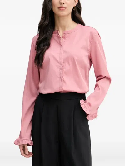 Mos Mosh Mmmattie Ruffle-cuff Collarless Shirt In Pink