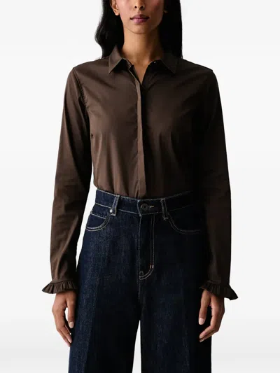 Mos Mosh Mmmattie Ruffle-cuff Shirt In Brown