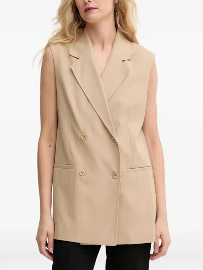 Mos Mosh Mmphiline Roy Double-breasted Waistcoat In Brown