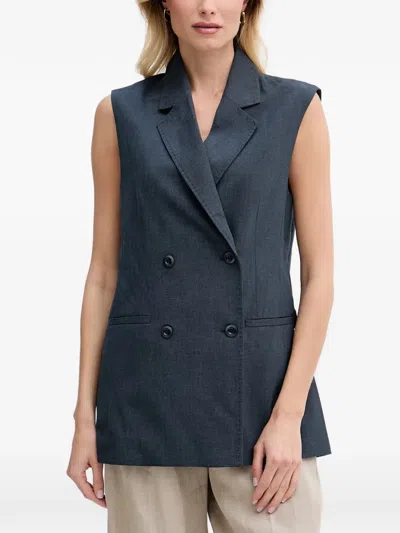 Mos Mosh Mmphiline Roy Double-breasted Sleeveless Blazer In 블루