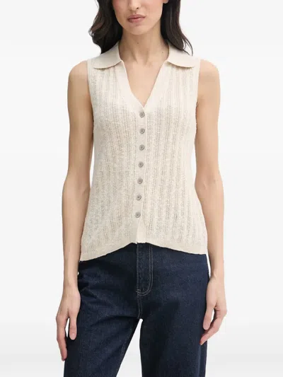 Mos Mosh Mmrinja Marisol Cable-knit Button-up Top In Neutrals