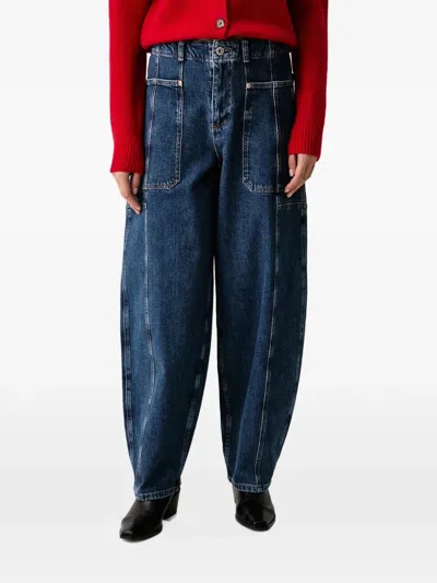Mos Mosh Mmrosy Galleon Panelled Wide-leg Jeans In Blue