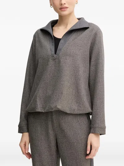 Mos Mosh Mmsoleia Sisse Zip-collar Blouse In Gray