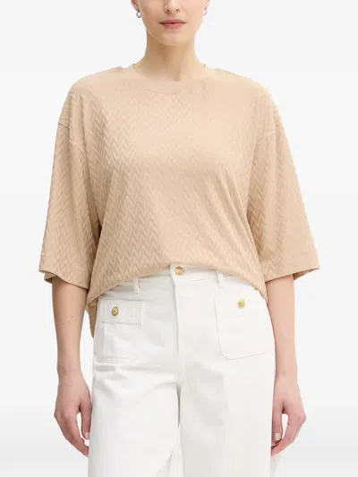 Mos Mosh Mmtash O-ss Chevron-patterned T-shirt In Neutrals