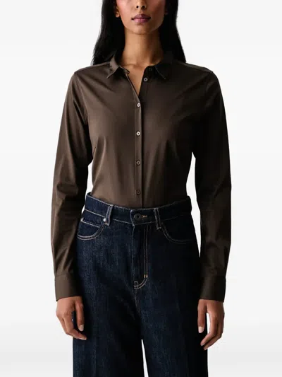 Mos Mosh Mmtina Button-down Long-sleeve Shirt In Brown