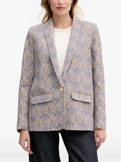 Mos Mosh Mmwren Eve Chevron-pattern Shawl-collar Blazer In Blue