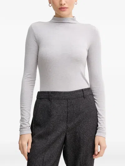Mos Mosh Mock-neck T-shirt In Gray