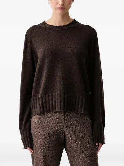Mos Mosh Moria Ribbed-trim Sweater In 브라운