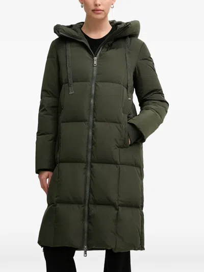 Mos Mosh Nova Square Hooded Quilted Coat In Green