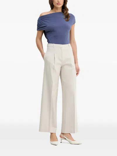 Mos Mosh Off-shoulder Ruched-sleeve Top In Blue