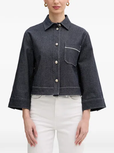Mos Mosh Patterned Button-up Jacket In Blue