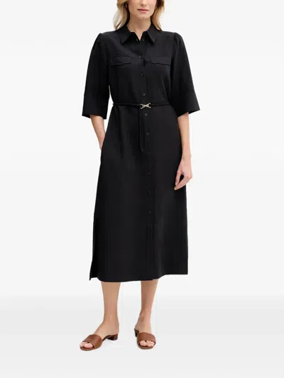 Mos Mosh Rayas Alexis Belted Button-down Shirt Midi Dress In Black