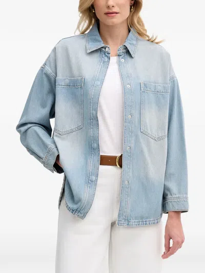 Mos Mosh Rhinestone-embellished Denim Shirt In Blue
