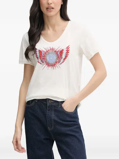 Mos Mosh Romi Embellished Graphic-print T-shirt In 화이트