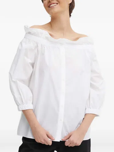 Mos Mosh Ruffle Off-shoulder Blouse In White