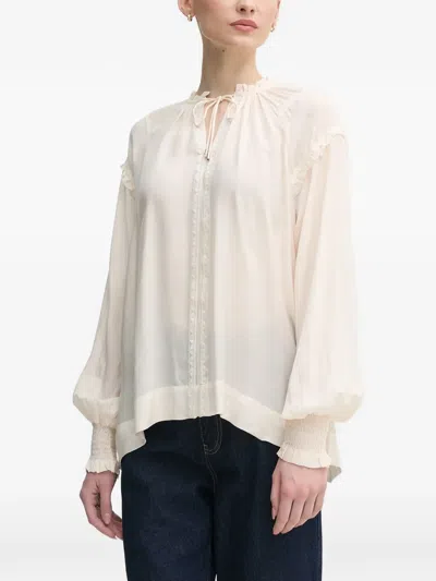 Mos Mosh Ruffled-cuffs Long-sleeves Blouse In Neutral