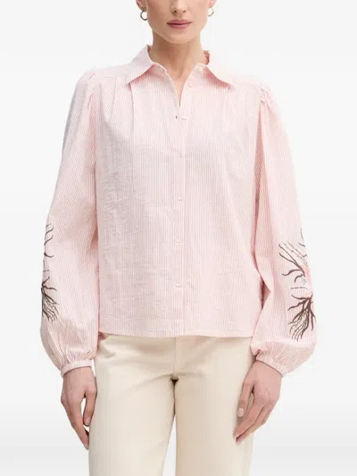 Mos Mosh Striped Embroidered Shirt In Pink