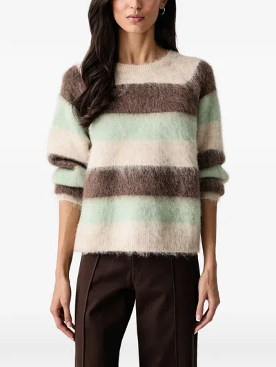 Mos Mosh Suvi Striped Brushed-knit Sweater In 뉴트럴