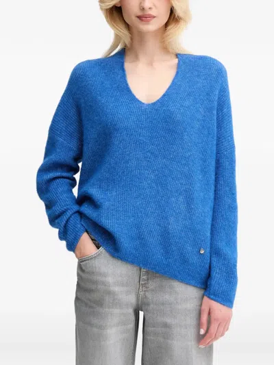 Mos Mosh Thora V-neck Sweater In Blue