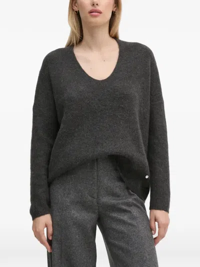 Mos Mosh Thora V-neck Sweater In Gray